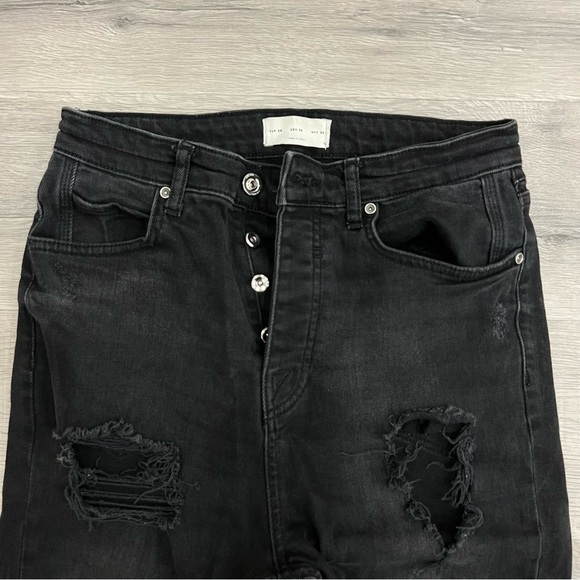 ZARA Black Distressed Denim Jeans - Picture 2 of 7